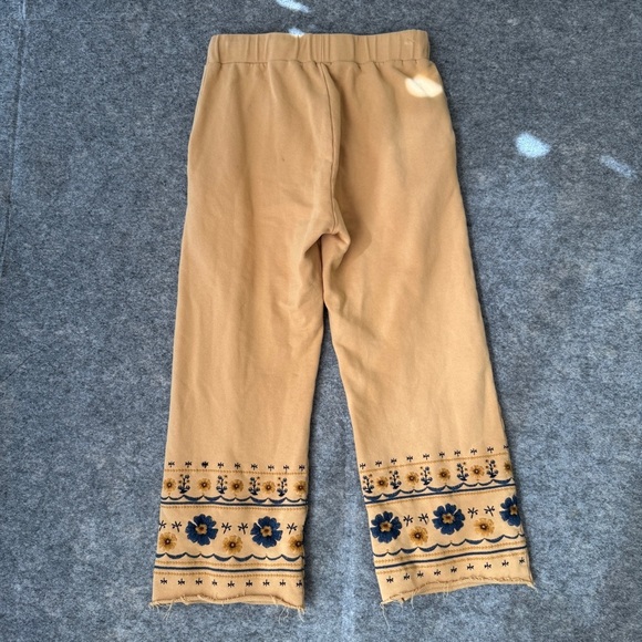 Driftwood Tan Floral Embroidered Lounge Pants | Boho Cotton Size Small - Picture 11 of 16